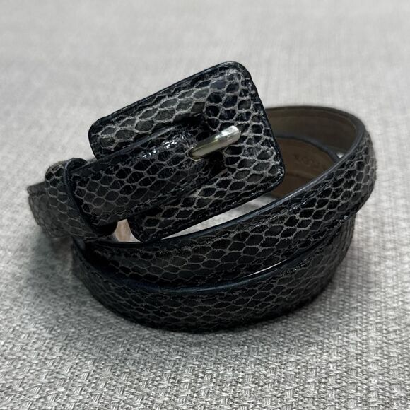 Vintage Ann Taylor classic preppy Black snake skin leather belt - Picture 3 of 6